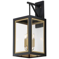 Neoclass 29 3/4"H Black and Gold 4-Light Outdoor Wall Light