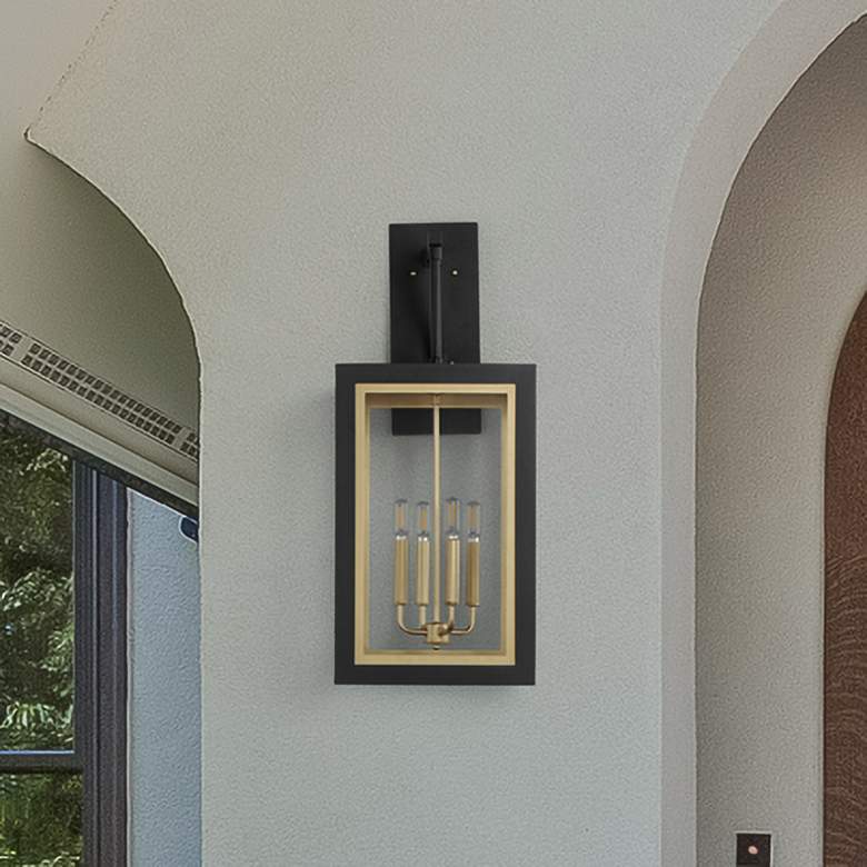 Image 1 Neoclass 4-Light Outdoor Wall Sconce - Black/Gold