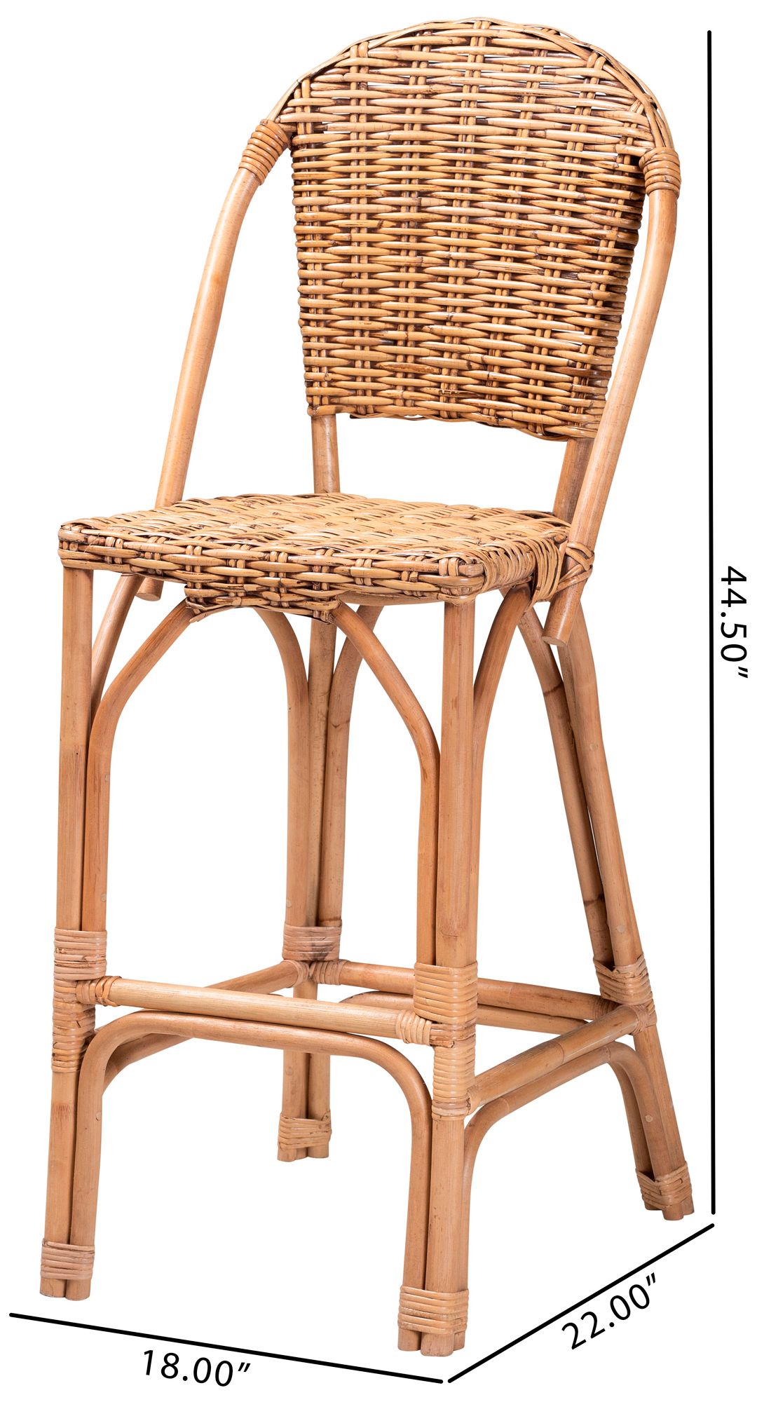 Neola 28" Natural Brown Rattan Bar Stool