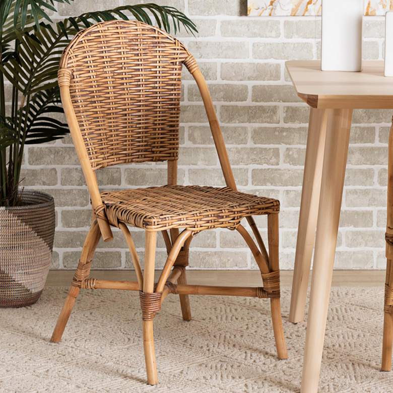 Image 1 Neola Natural Brown Rattan Stackable Dining Chair