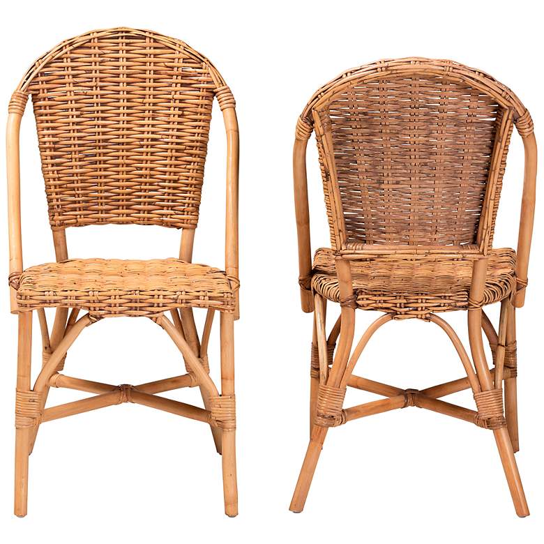 Image 6 Neola Natural Brown Rattan Stackable Dining Chairs Set of 2 more views