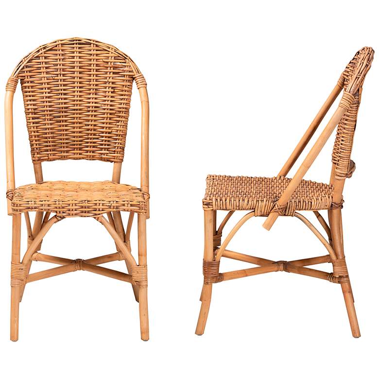 Image 7 Neola Natural Brown Rattan Stackable Dining Chairs Set of 2 more views