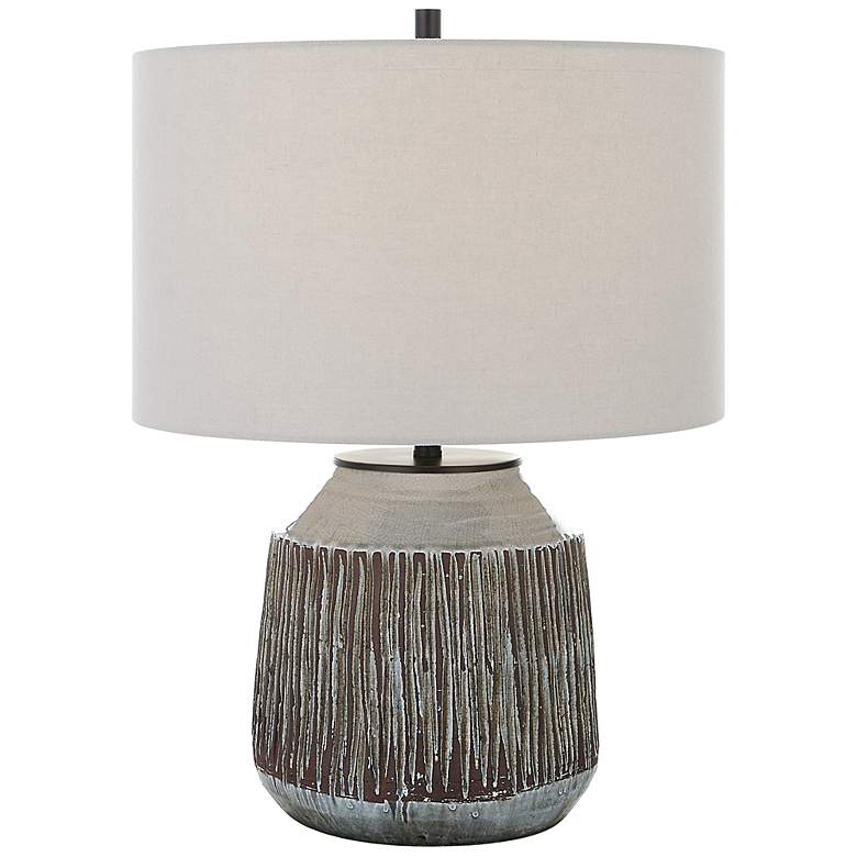 Image 2 Neolithic Blue Gray Crackle Ceramic Accent Table Lamp