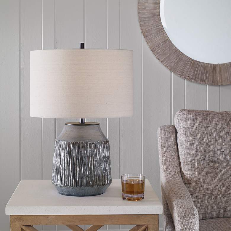 Image 1 Neolithic Blue Gray Crackle Ceramic Accent Table Lamp