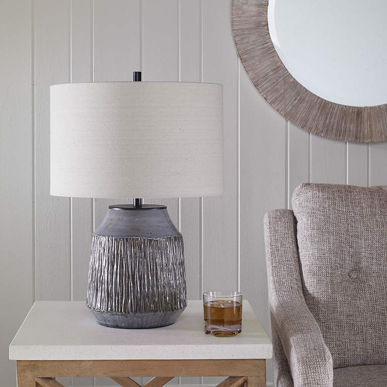 Image 5 Neolithic Blue Gray Crackle Ceramic Accent Table Lamp more views