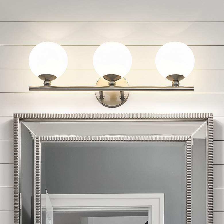 Image 1 Neoma 21 3/4" Wide Brushed Nickel 3-Light Vanity Bath Light