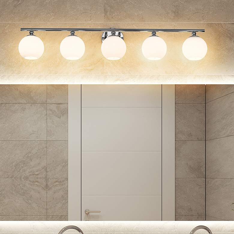 Image 1 Neoma 38 1/4" Wide Chrome 5-Light Vanity Bath Light