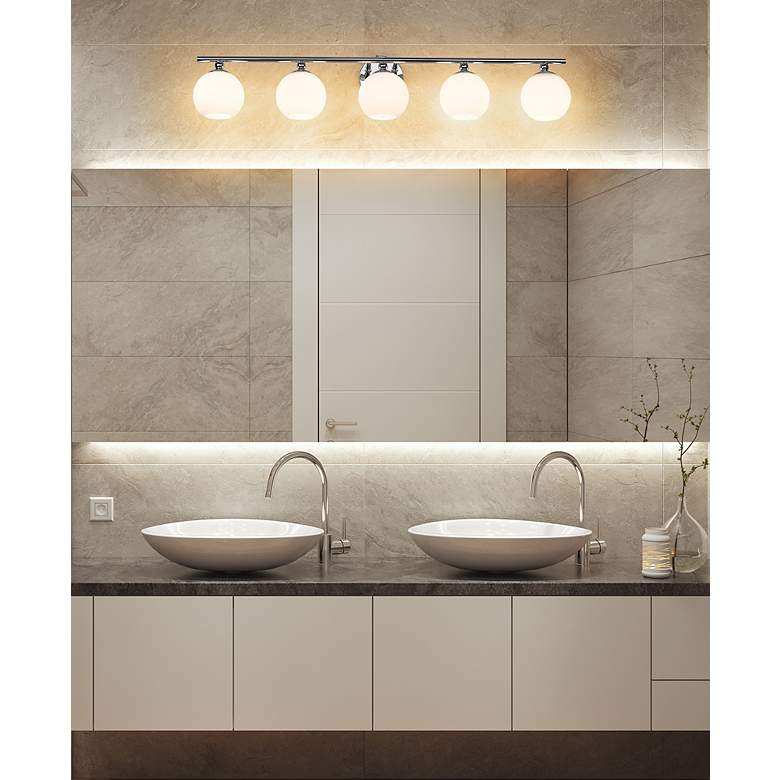 Image 3 Neoma 38 1/4" Wide Chrome 5-Light Vanity Bath Light more views