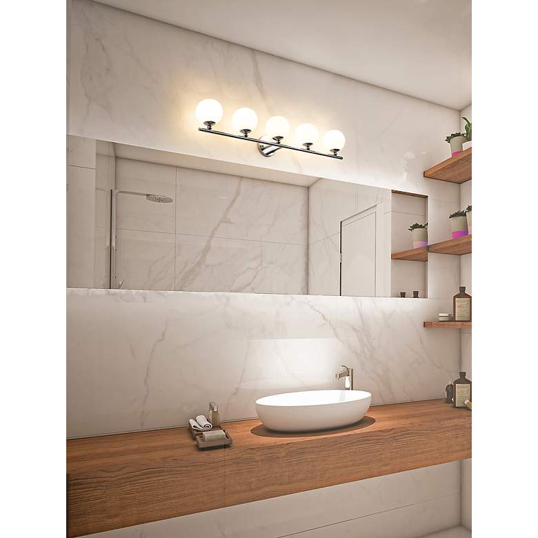 Image 4 Neoma 38 1/4" Wide Chrome 5-Light Vanity Bath Light more views