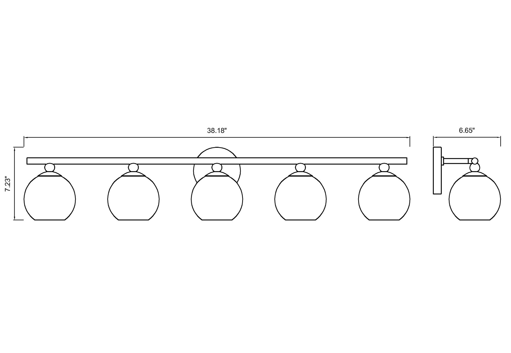 Neoma 38 1/4" Wide Chrome 5-Light Vanity Bath Light