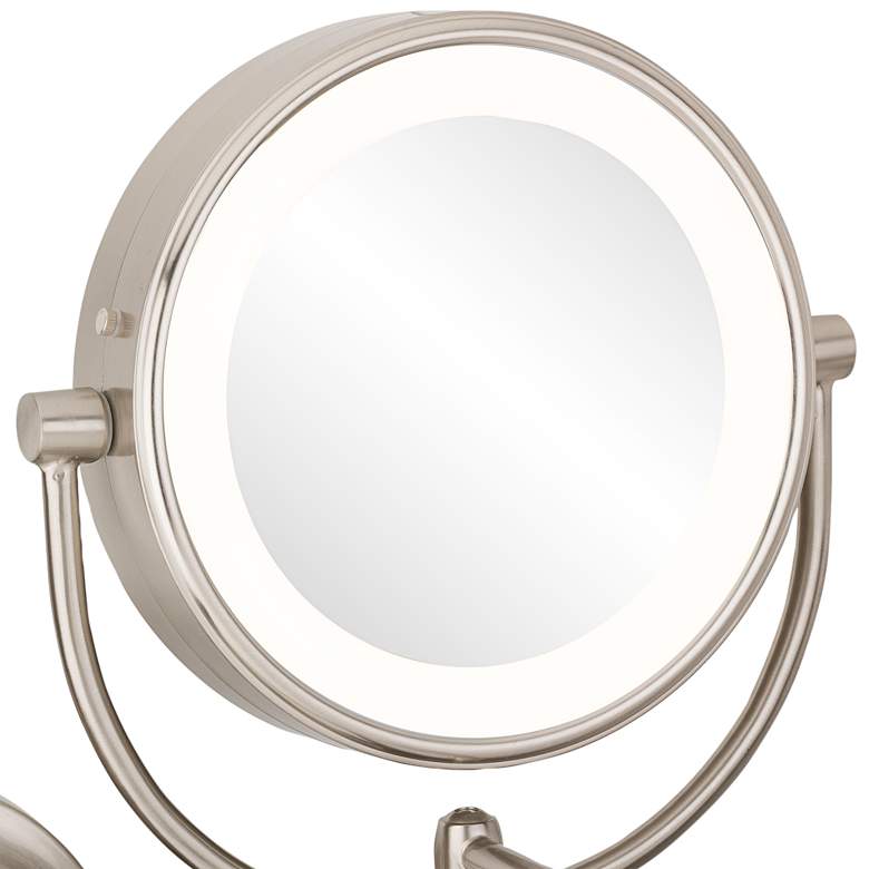 NeoModern Brushed Nickel LED Magnified Round Makeup Mirror more views