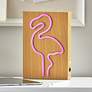 2_Neon 9" High Wood Framed Flamingo LED Accent Table Lamp