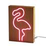 7_Neon 9" High Wood Framed Flamingo LED Accent Table Lamp more views