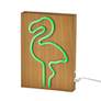 Neon 9" High Wood Framed Flamingo LED Accent Table Lamp in scene