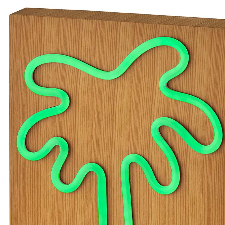 Image 4 Neon 9" High Wood Framed Palm Tree LED Accent Table Lamp more views