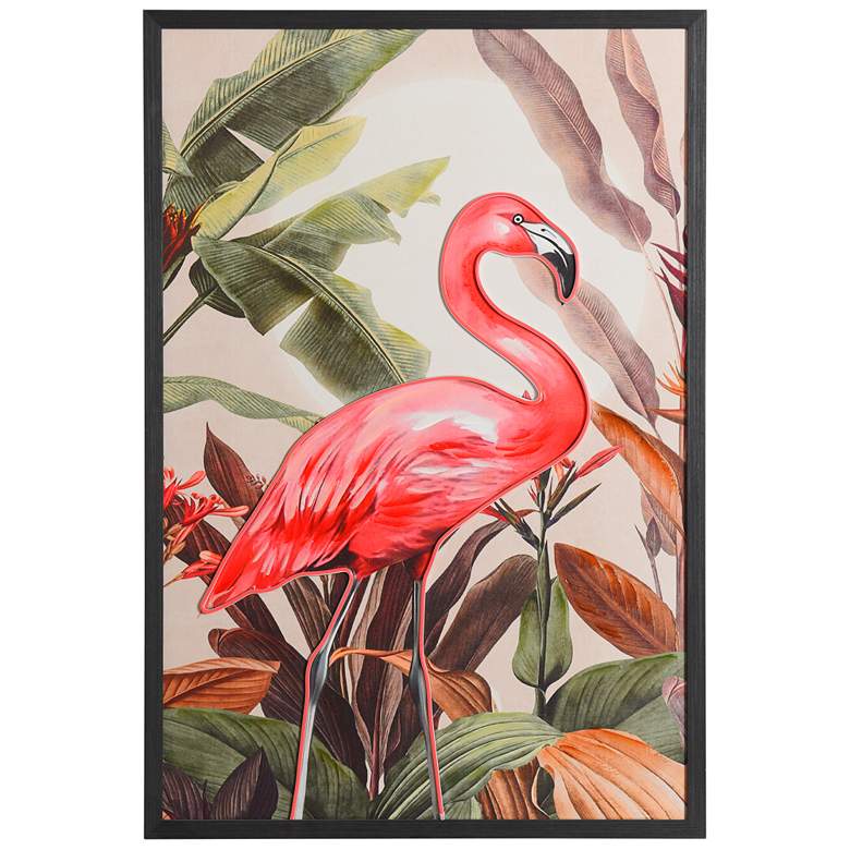 Image 1 Neon Flamingo 33"W x 48.8"H Framed Canvas Wall Art