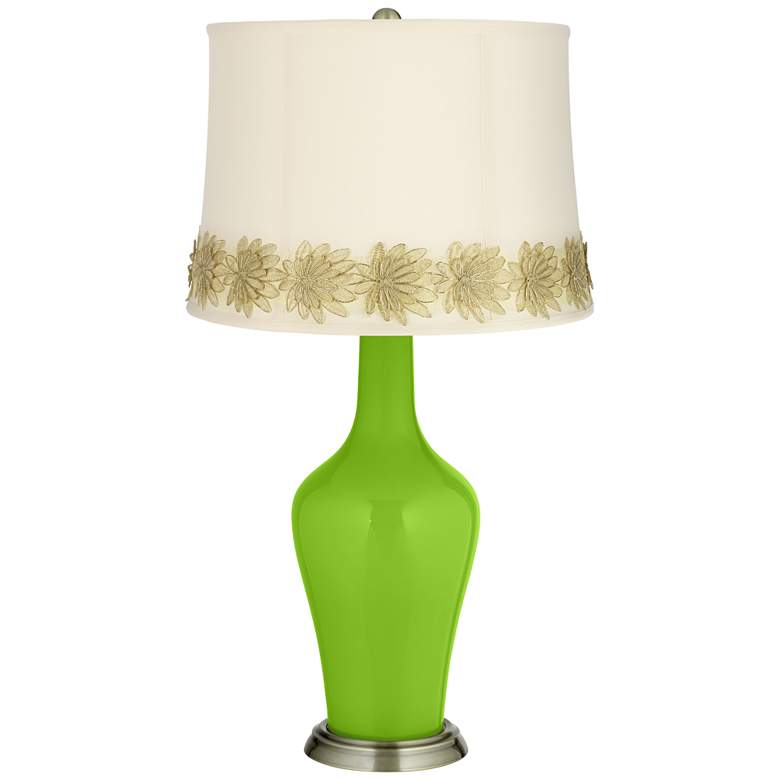 Image 1 Neon Green Anya Table Lamp with Flower Applique Trim