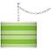 Neon Green Bold Stripe Giclee Glow Plug-In Swag Pendant