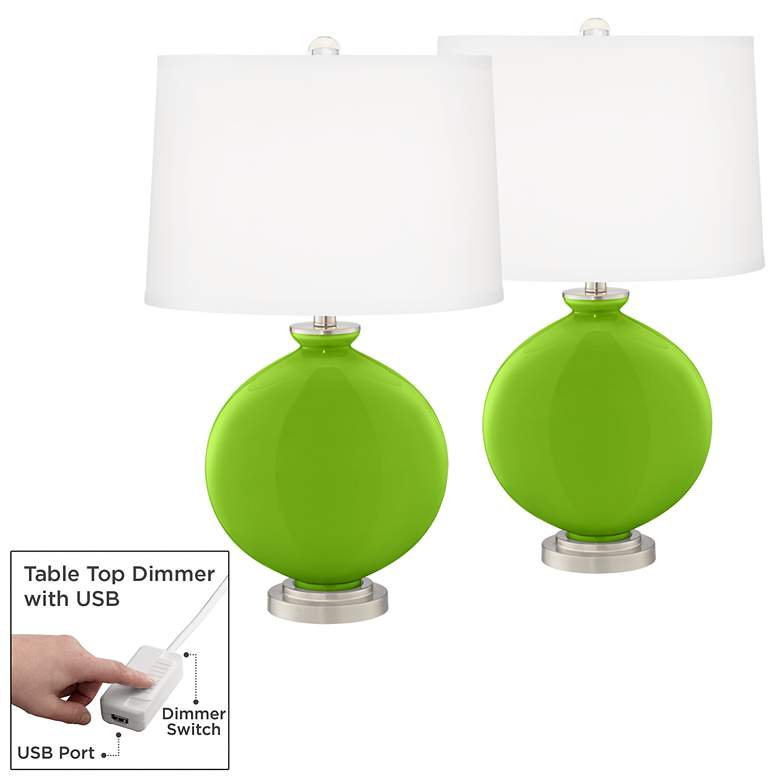 Image 1 Neon Green Carrie Table Lamp Set of 2 with Dimmers