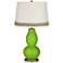 Neon Green Double Gourd Table Lamp with Scallop Lace Trim