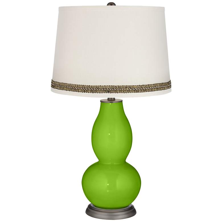 Image 1 Neon Green Double Gourd Table Lamp with Wave Braid Trim