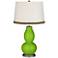 Neon Green Double Gourd Table Lamp with Wave Braid Trim