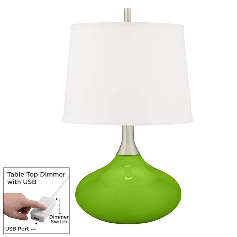 Image 1 Neon Green Felix Modern Table Lamp with Table Top Dimmer