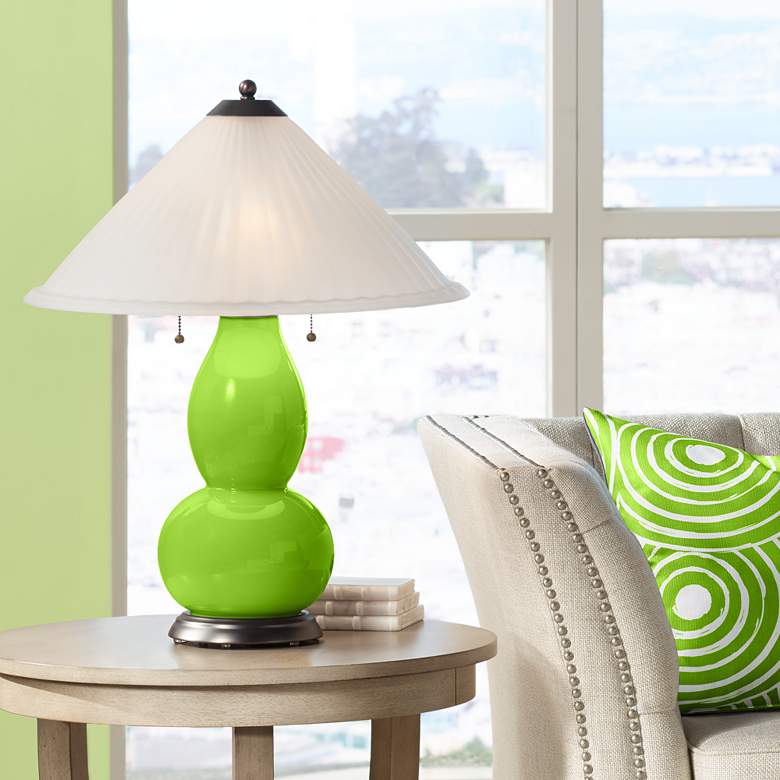Image 1 Neon Green Fulton Table Lamp with Fluted Glass Shade