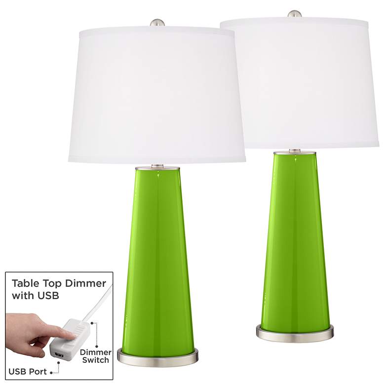 Image 1 Neon Green Leo Table Lamp Set of 2 with Dimmers