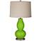 Neon Green Linen Drum Shade Double Gourd Table Lamp