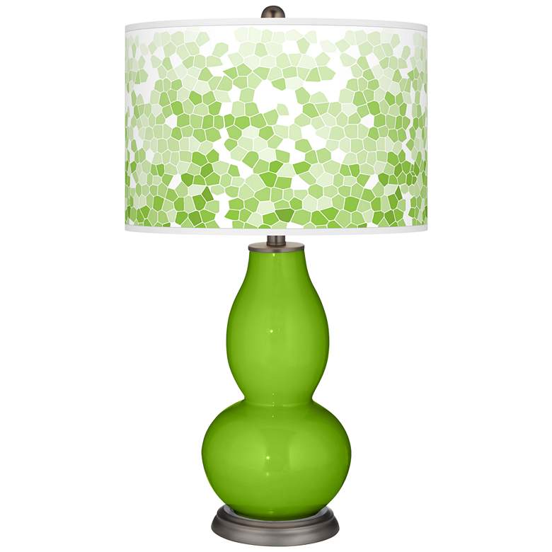 Image 1 Neon Green Mosaic Giclee Double Gourd Table Lamp