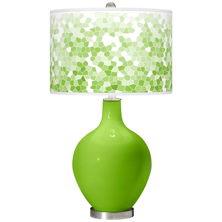Image 1 Neon Green Mosaic Giclee Ovo Table Lamp