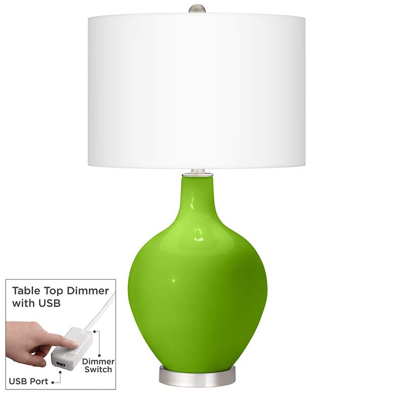 Image 1 Neon Green Ovo Table Lamp With Dimmer