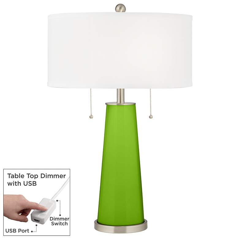 Image 1 Neon Green Peggy Glass Table Lamp With Dimmer