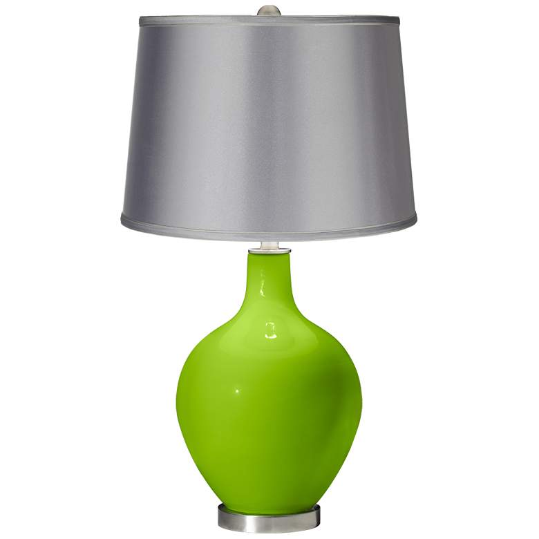 Image 1 Neon Green - Satin Light Gray Shade Ovo Table Lamp