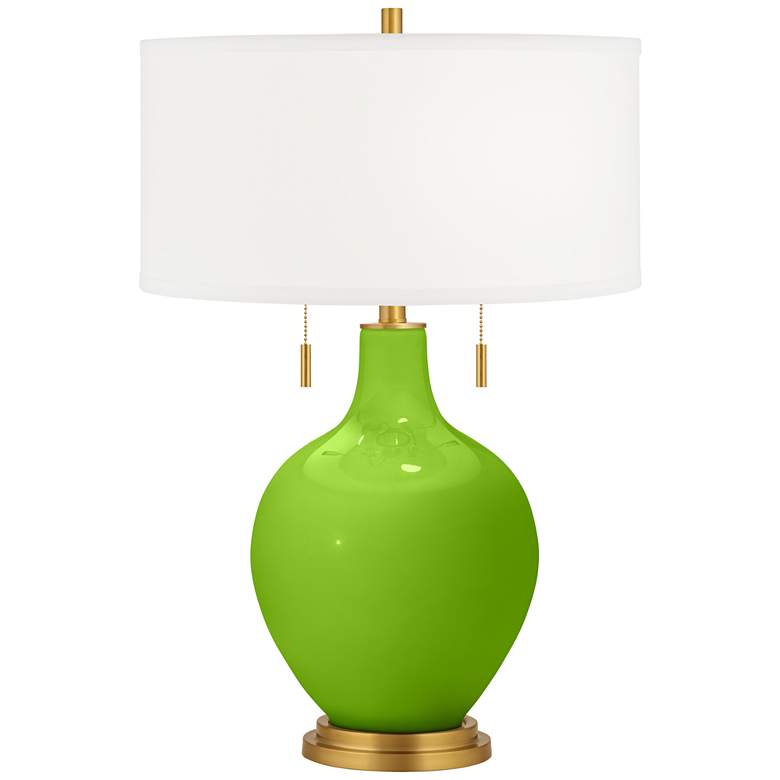 Image 2 Neon Green Toby Brass Accents Table Lamp with Dimmer