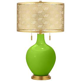 Image1 of Neon Green Toby Brass Metal Shade Table Lamp