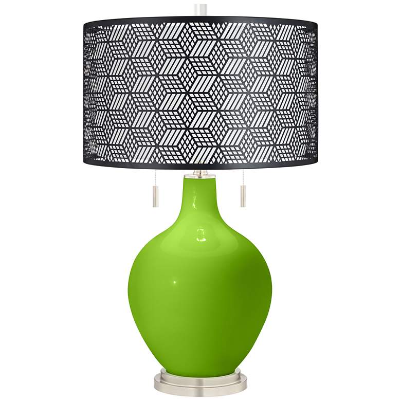 Image 1 Neon Green Toby Table Lamp With Black Metal Shade