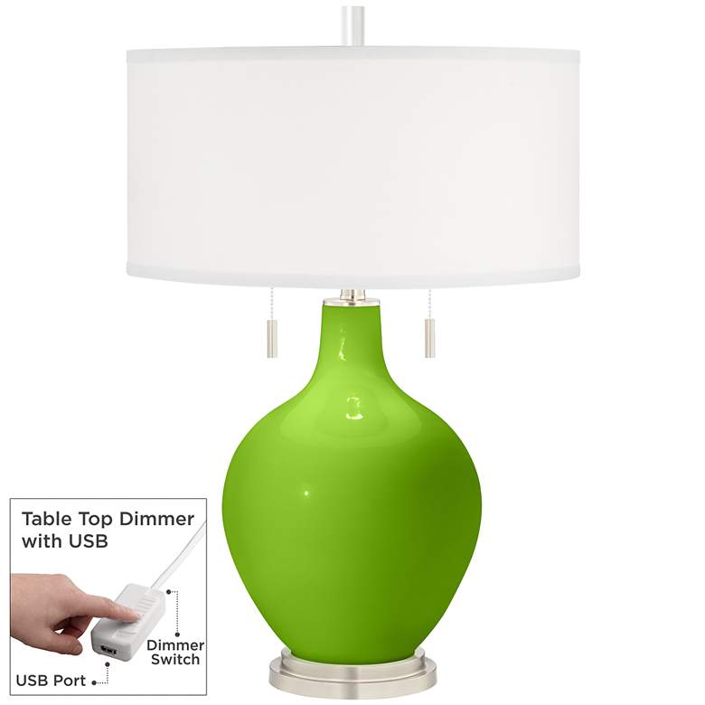 Image 1 Neon Green Toby Table Lamp with Dimmer