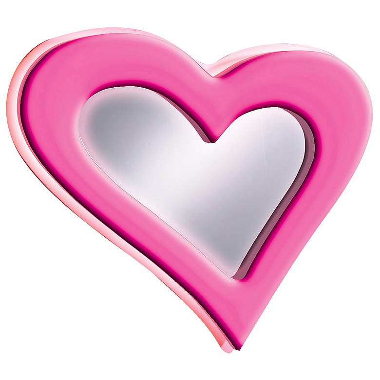Image 1 Neon Pink Heart 23 1/2 inch Wide Wall Mirror