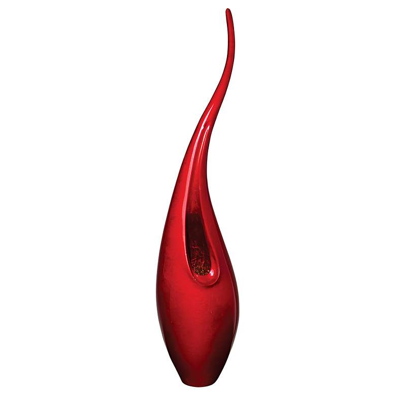 Image 1 Neon Red Lacquer 15 1/2 inch High Flame Vase