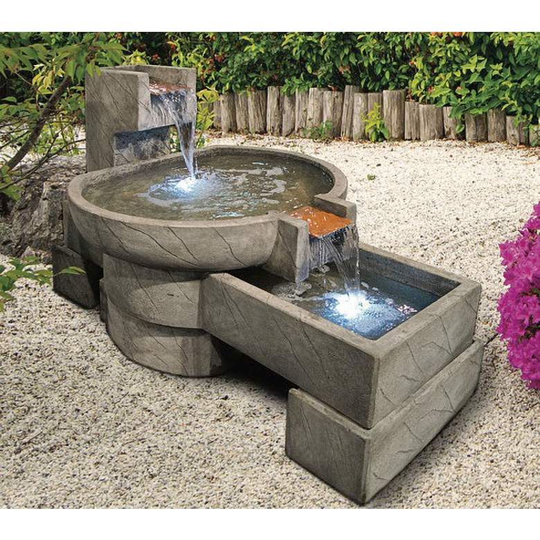 Image 1 Neostone 31 1/2 inch High Cascade Pool Garden Fountain