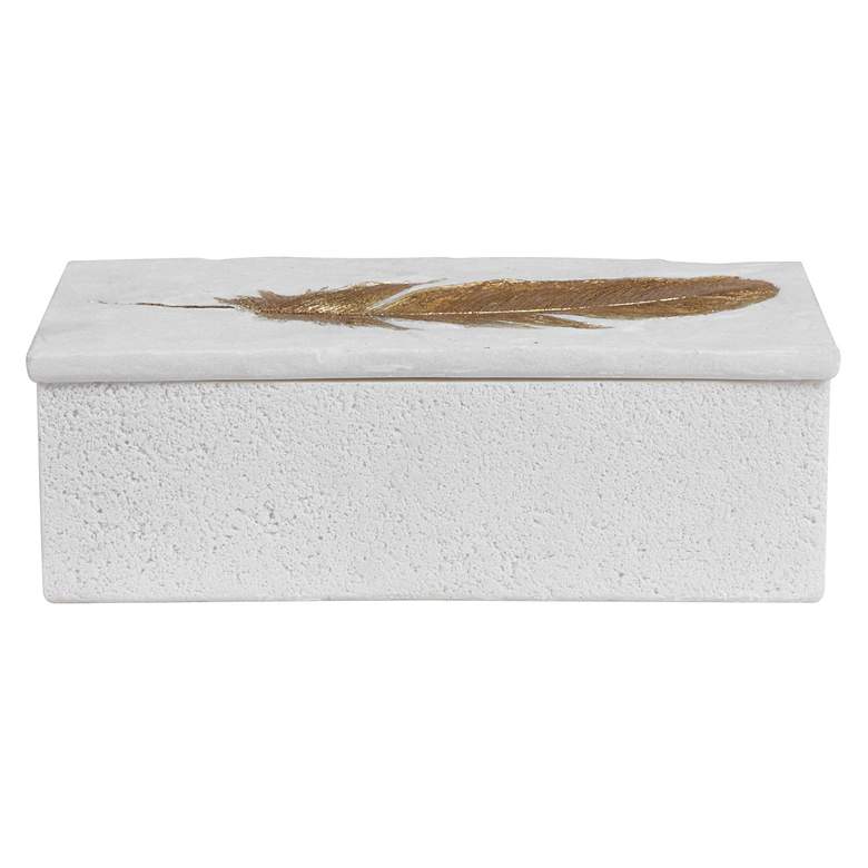 Image 4 Nephele 12 1/4" Wide Gold Feather Decorative Box more views