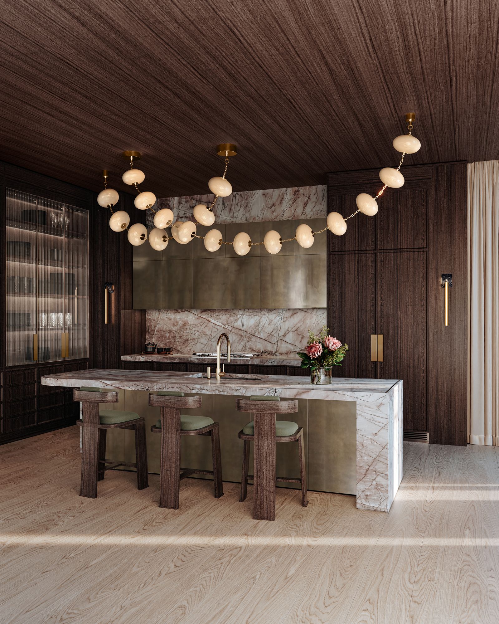 Image 2 Nephele 137 1/2" Wide Polished Brass 12-Light LED Chandelier more views