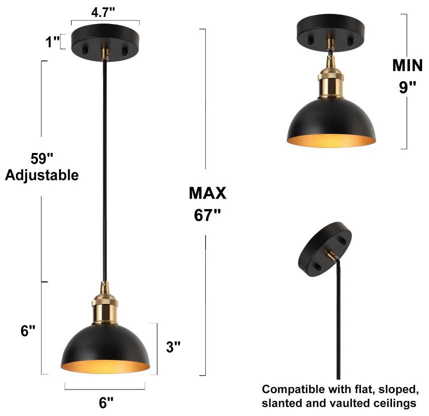 Image 3 Nephropsidae 6" Wide Matte Black and Brass Mini Pendant more views