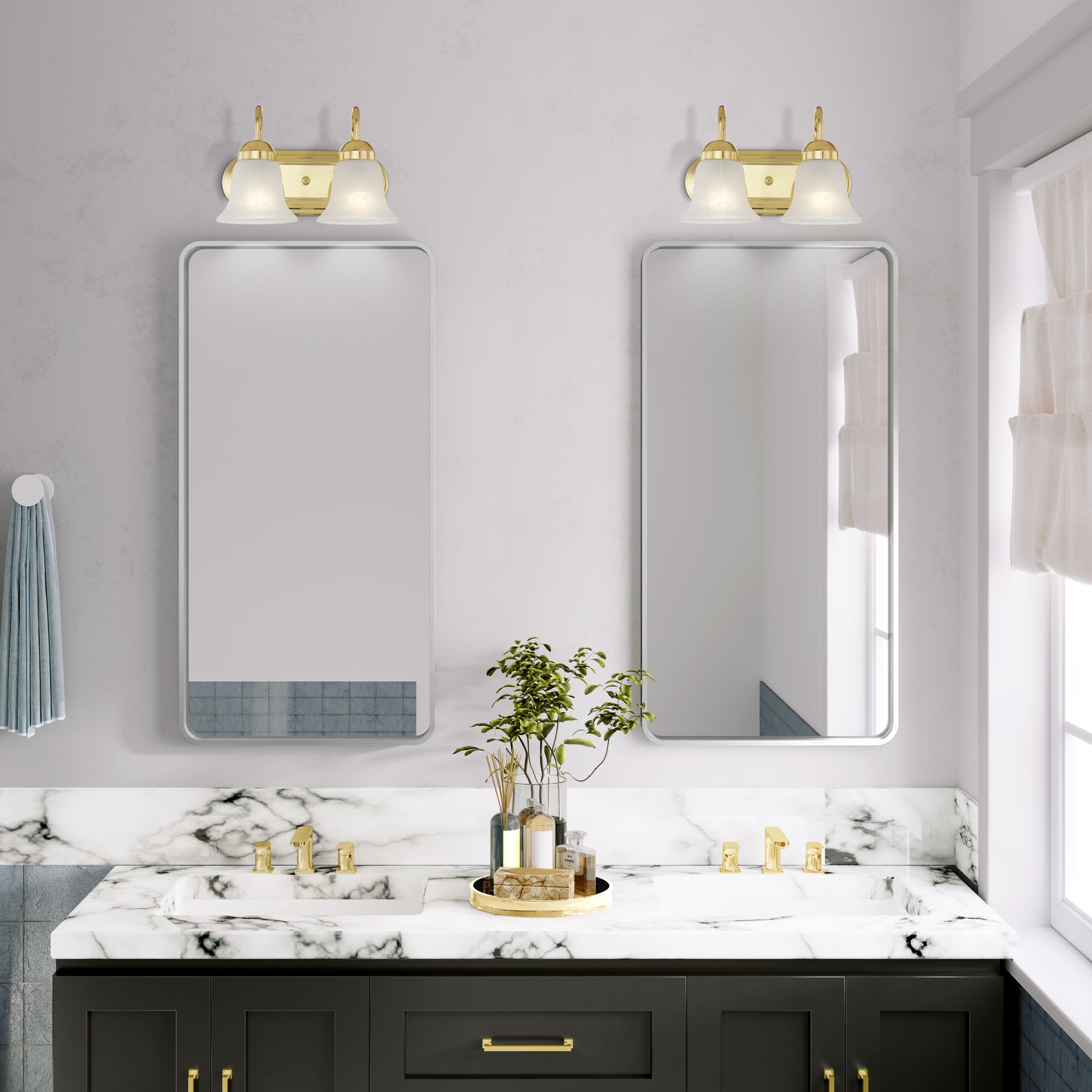 Neptune 2-Light Polished Brass Bell Vanity Light