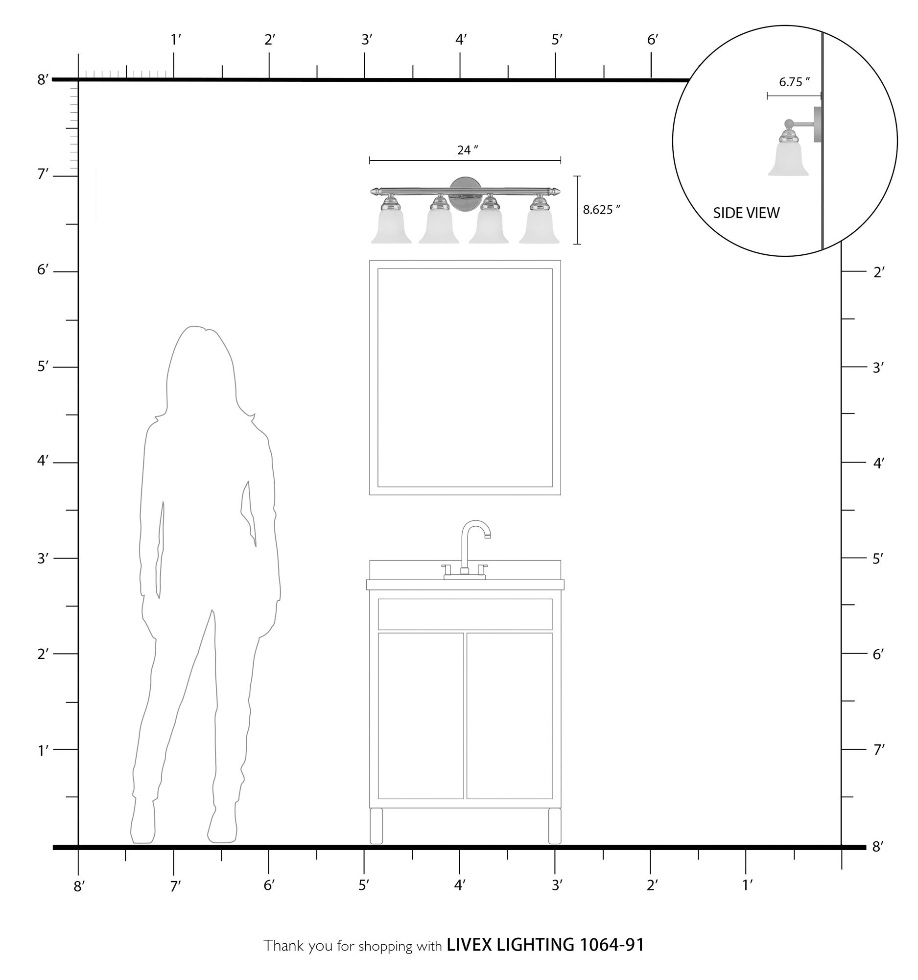 Neptune 4-Light 8-in Brushed Nickel Bell Vanity Light