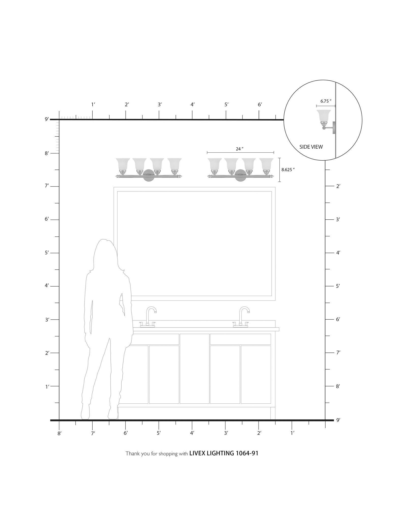 Neptune 4-Light 8-in Brushed Nickel Bell Vanity Light