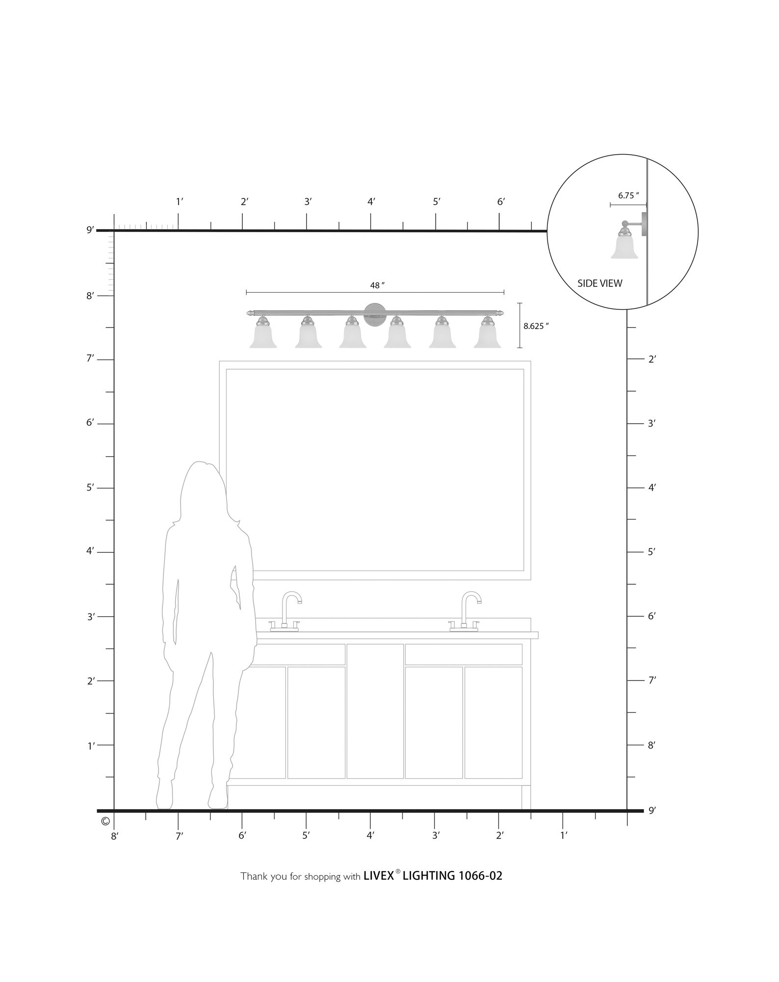 Neptune 48" Wide Polished Brass 6-Light Bath Light