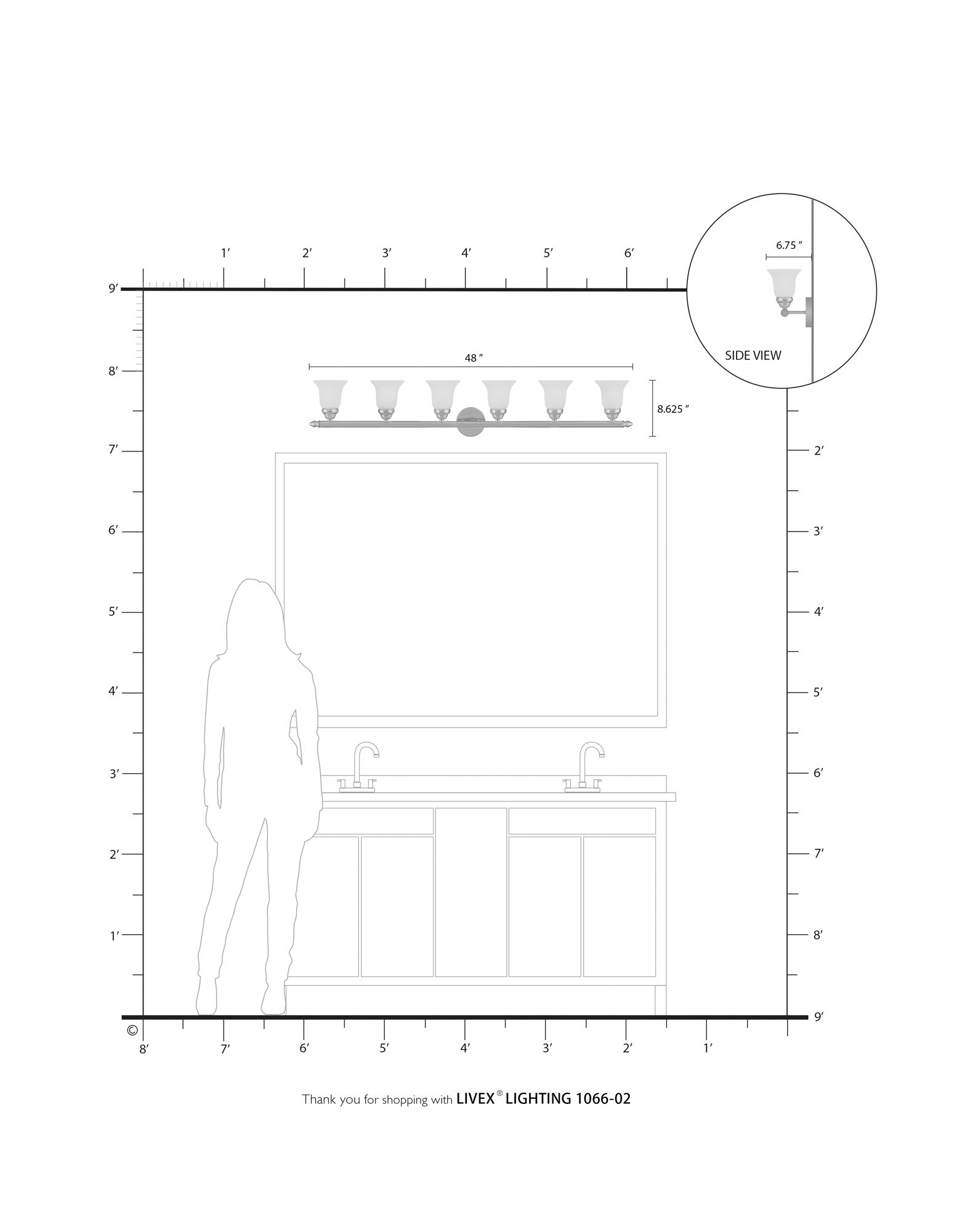 Neptune 48" Wide Polished Brass 6-Light Bath Light